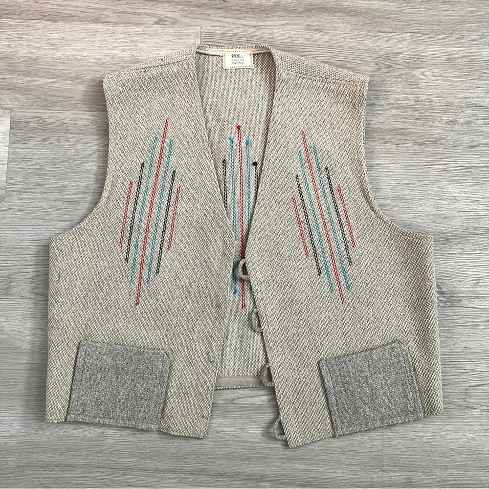 VINTAGE MILLERS CHIMAYO HAND WOVEN 100% WOOL SOUTHWESTERN Vest NO BUTTONS